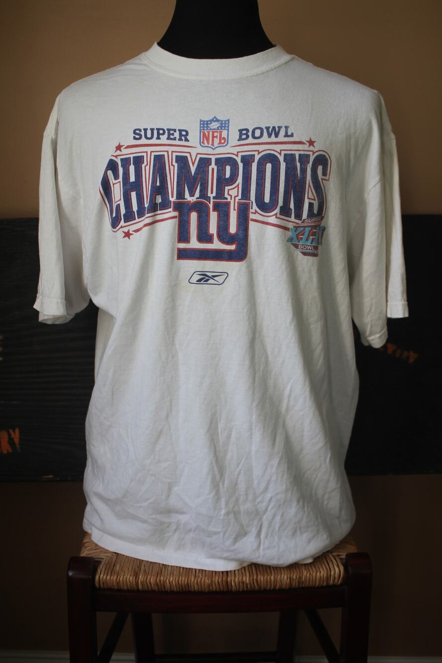 2008 Reebok NFL NY Giants Super Bowl XLII Champions White T Shirt size XL